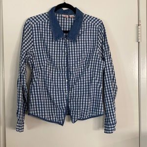 Cute denim and gingham checkered shirt size medium